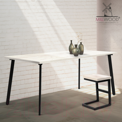 Обеденный стол Millwood Шанхай 160x80x75 (дуб белый Craft/металл черный)