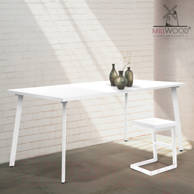 Обеденный стол Millwood Шанхай 160x80x75 (белый/металл белый)
