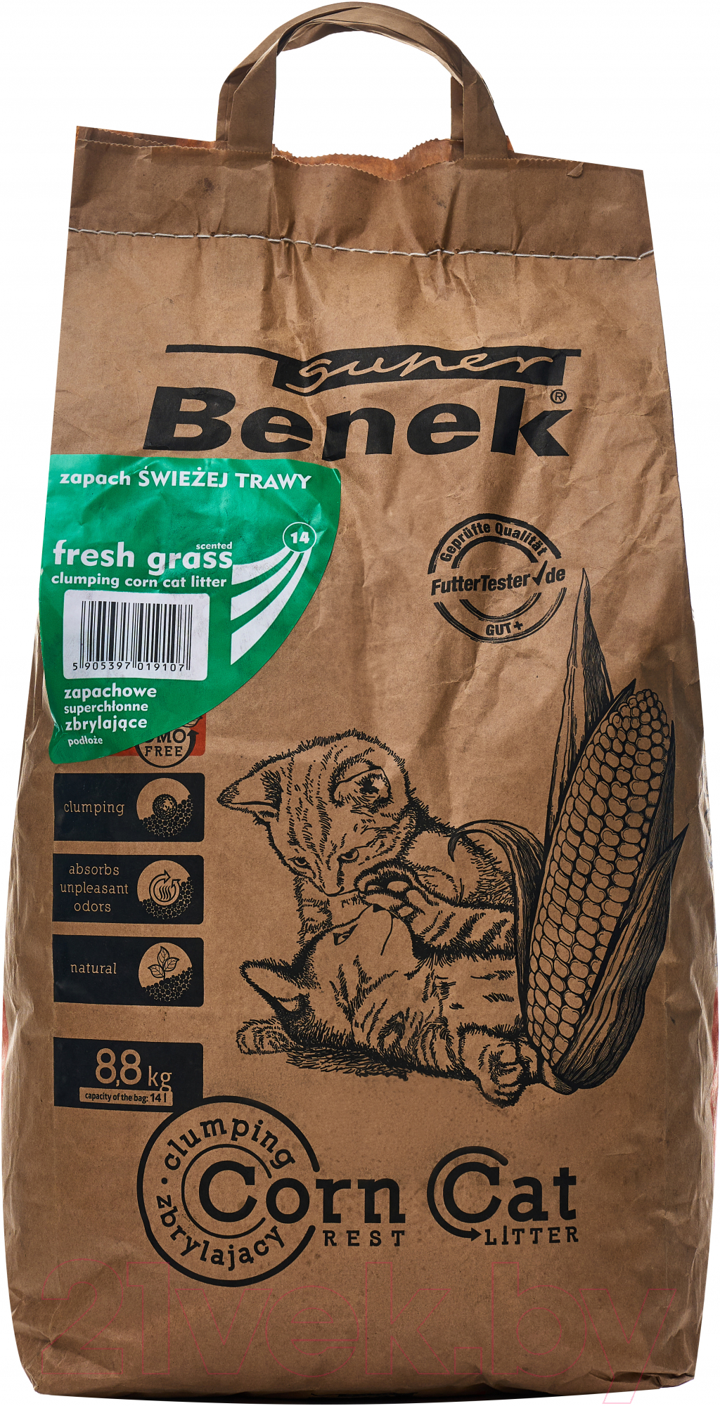 Наполнитель для туалета Super Benek Corn Cat Свежая трава