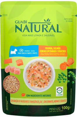 Влажный корм для собак Guabi Natural С курицей, лососем, цельнозерновыми заками и овощами (100г)