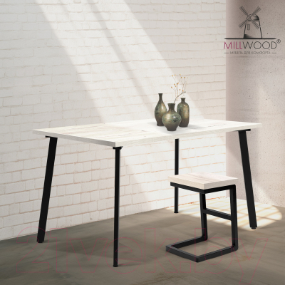 Обеденный стол Millwood Шанхай 130x80x75 (дуб белый Craft/металл черный)