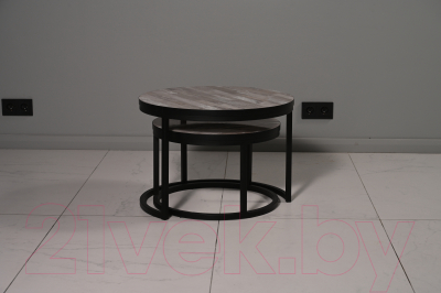 Комплект журнальных столиков Мир стульев №6 60x60 (кумана глянцевый/черный муар)