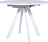 Обеденный стол Мир стульев Саен 27 90x90/30 (белый муар/жемчужный перито) - 