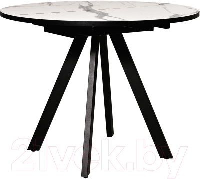 Обеденный стол Мир стульев Саен 27 90x90/30 (черный муар/мрамор белый)