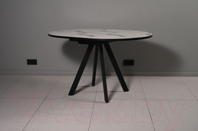 Обеденный стол Мир стульев Саен 27 90x90/30 (черный муар/мрамор белый)