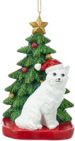 Елочная игрушка Kurt S. Adler Белый котик под елкой / C7609_2 - 