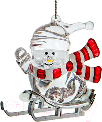 Елочная игрушка Kurt S. Adler Снеговик в шарфе на санках / D4244_3