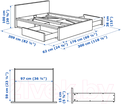 Каркас кровати Ikea Мальм 092.110.22