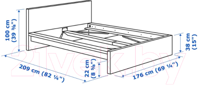 Каркас кровати Ikea Мальм 192.110.26