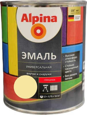 Эмаль Alpina Универсальная (750мл, слоновая кость глянцевый) - 