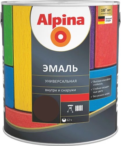 Эмаль Alpina Универсальная (750мл, шоколадный глянцевый)