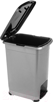 Контейнер для мусора El Casa Слим / 640474 (серый/черный)