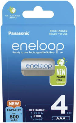 Комплект аккумуляторов Panasonic Eneloop AAA 800 / BK-4MCDE/4BE (4шт)