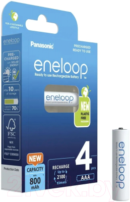 Комплект аккумуляторов Panasonic Eneloop AAA 800 / BK-4MCDE/4BE (4шт)