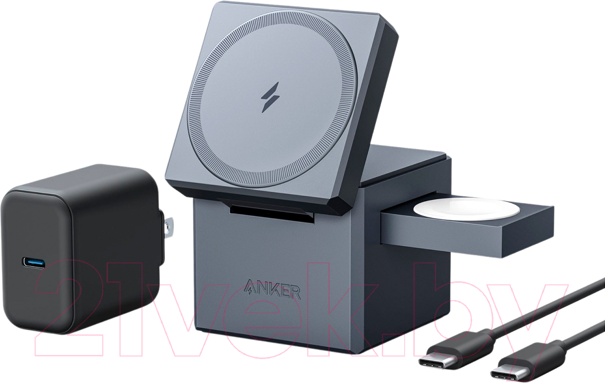 Зарядное устройство беспроводное Anker Cube с MagSafe 3в1 / ANK-Y1811G11-BK