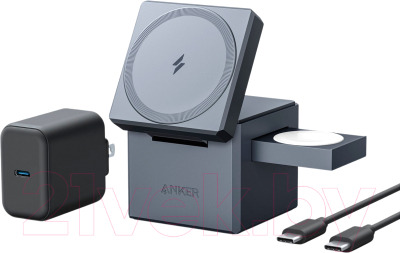 Зарядное устройство беспроводное Anker Cube с MagSafe 3в1 / ANK-Y1811G11-BK (черный)