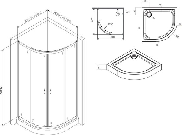 Купить Душевой уголок AM.PM X-Joy W88E-205-080BT64 в Минске