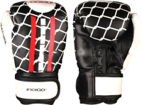 Боксерские перчатки Indigo SB-16-1601 (р-р 6, черный/белый/красный) - 