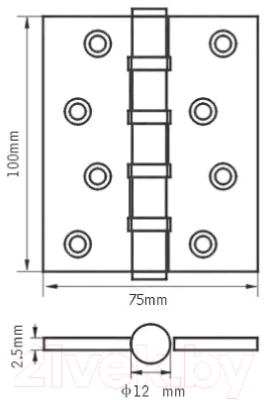 Комплект петель дверных Ренц IN100-4BB FH AC (2шт, медь античная)