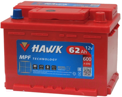 Автомобильный аккумулятор HAWK R низк. 600A / HSMF-55427 (62 А/ч)