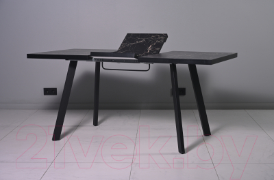 Обеденный стол Мир стульев Саен 17 110x75/40 (мрамор марквина черный/черный муар)