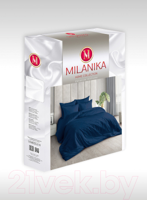 Комплект постельного белья Milanika Индиго 2.0сп с европростыней (поплин г/к)
