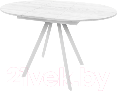 Обеденный стол Гальваник ПГ-76 (белый/опоры эмаль белый муар)