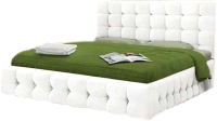 Двуспальная кровать Асмана Двойная-3 120x200 (искуственная кожа белый/стразы) - 