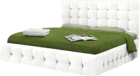 Двуспальная кровать Асмана Двойная-3 160x200 (искусственная кожа белый/стразы) - 