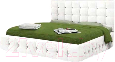 Двуспальная кровать Асмана Двойная-3 160x200 (искусственная кожа белый/стразы)