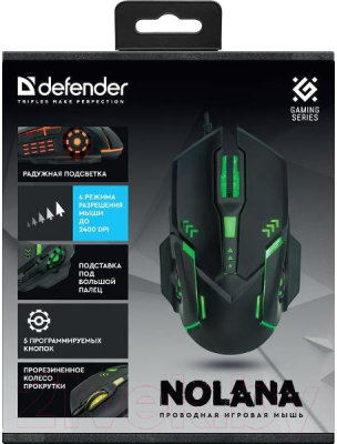 Мышь Defender Nolana GM-044 Rainbow / 52044 (черный)