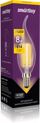 Лампа SmartBuy SBL-C37FCan-8-30K-E14