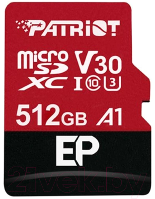 Карта памяти Patriot microSDXC 512GB EP Series UHS-I U3 V30 A1 (PEF512GEP31MCX)