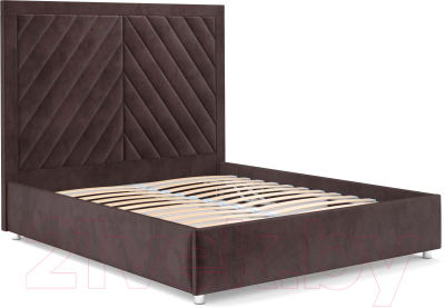 Двуспальная кровать Mebel-Ars Мишель 160 (бархат шоколадный Star Velvet 60 Coffee)