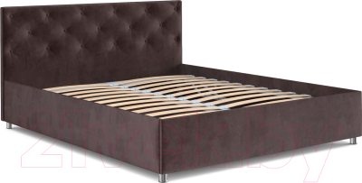 Полуторная кровать Mebel-Ars Классик 140 (бархат шоколадный/Star Velvet 60 Coffee)