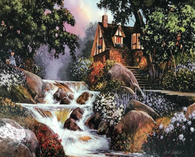 Картина по номерам Darvish Дом у водопада / DV-9521-6