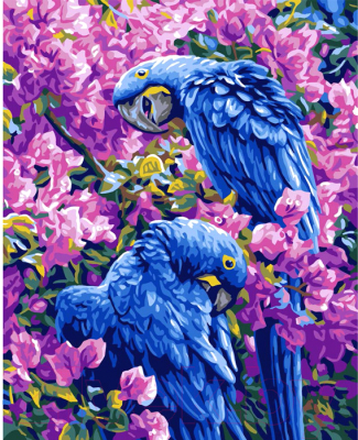Картина по номерам Darvish Попугаи в цветах / DV-9521-7