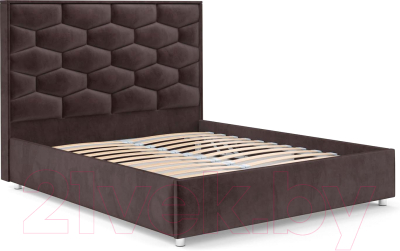 Двуспальная кровать Mebel-Ars Рица 160 (бархат шоколадный Star Velvet 60 Coffee)