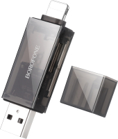 Картридер Borofone DHB03 USB 2.0/iPhone (черный) - 