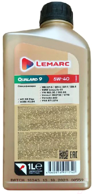 Моторное масло Lemarc Qualard 9 5W40 / 11780301 (1л)
