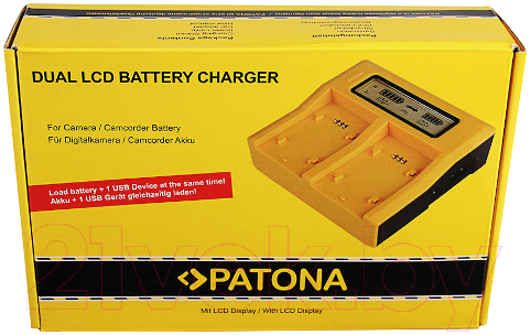 Зарядное устройство для аккумулятора для камеры Patona Dual LCD USB 7583