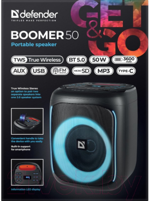 Портативная колонка Defender Boomer 50 / 65450 (черный)