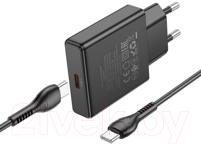 Зарядное устройство сетевое Hoco N37 + кабель Type-C to Type-C (черный)