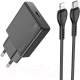 Зарядное устройство сетевое Hoco N37 + кабель Type-C to iP (черный) - 