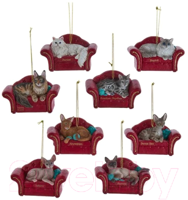 Елочная игрушка Kurt S. Adler Абиссинская кошка на диване / E0671_3