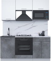 Кухонный гарнитур Интерлиния Мила 1.7 ВТ (белый платинум/бетон портленд/белый гранит) - 