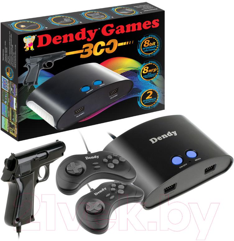 Игровая приставка Dendy Games 300 игр + световой пистолет
