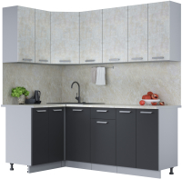 Кухонный гарнитур Интерлиния Мила Лайт 1.2x2.0 (бетон лайт/антрацит/опал светлый) - 