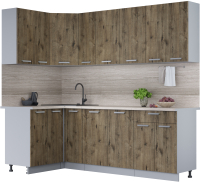 Кухонный гарнитур Интерлиния Мила Лайт 1.2x2.3 (дуб веллингтон/дуб веллингтон/травертин серый) - 