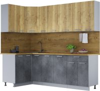 Готовая кухня Интерлиния Мила Лайт 1.2x2.3 (дуб золотой/бетон портленд/дуб бунратти) - 